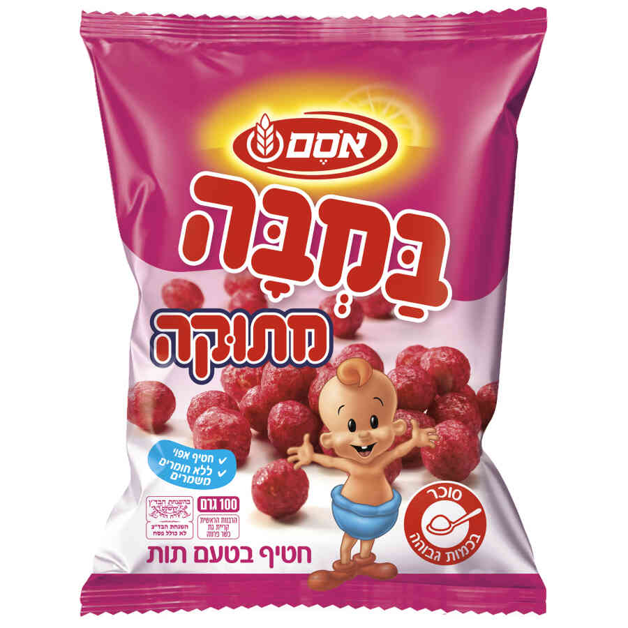 חטיף במבה מתוקה בטעם תות אריזה גדולה