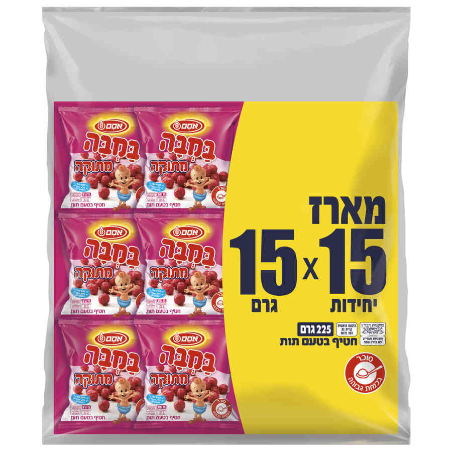 חטיף במבה מתוקה בטעם תות מארז
