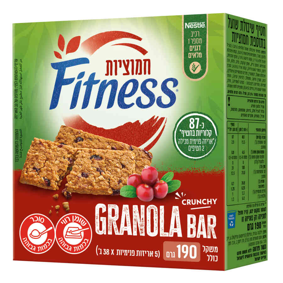 פיטנס בר גרנולה חמוציות 12*190גרם